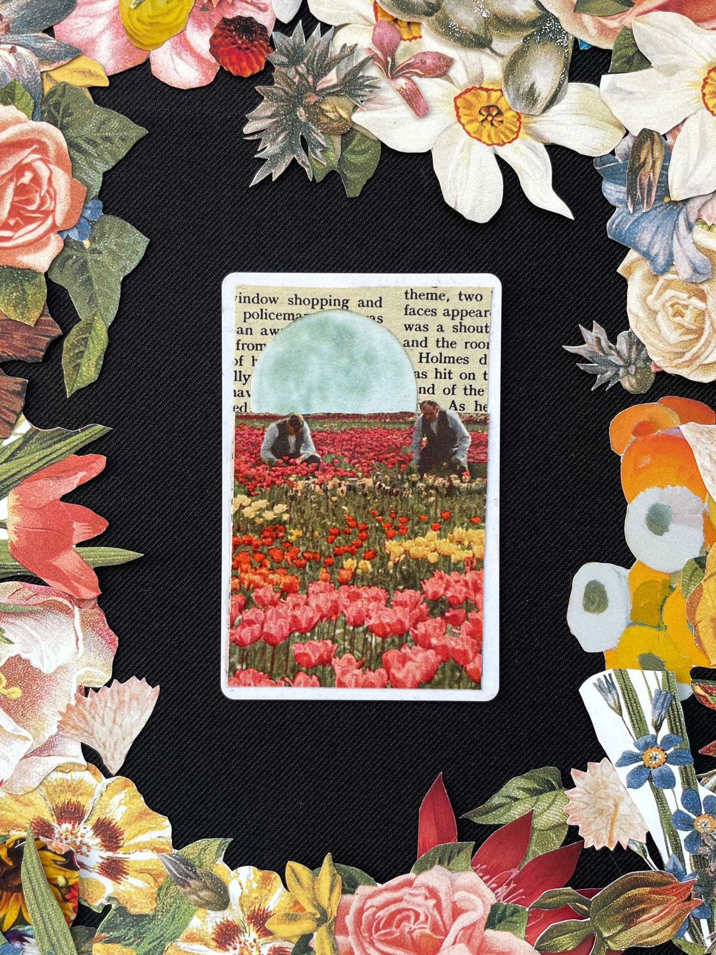 Queen Of Diamonds, Original Mini Collage Card