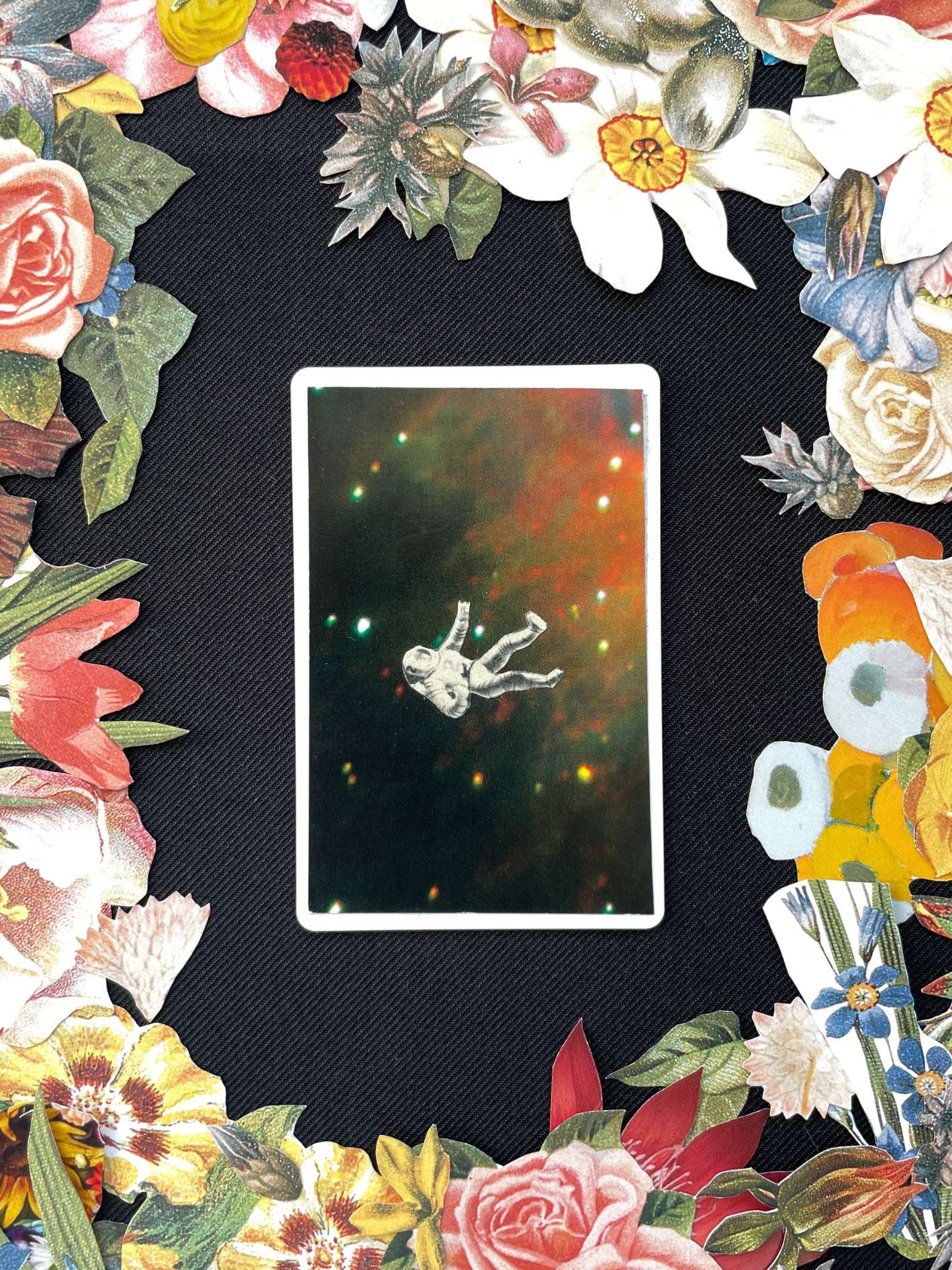 Seven Of Diamonds, Original Mini Collage Card