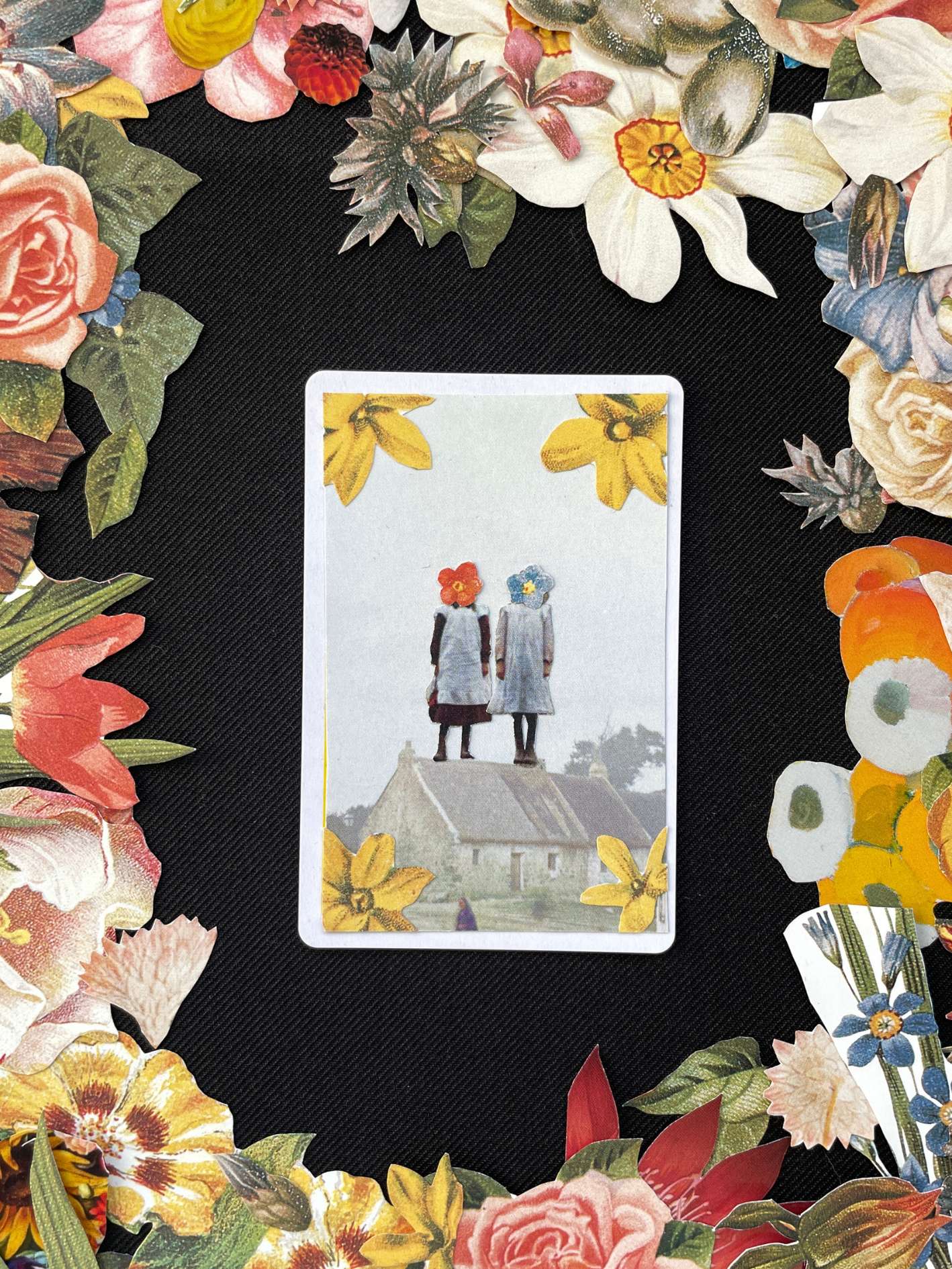 Four Of Clubs, Original Mini Collage Card