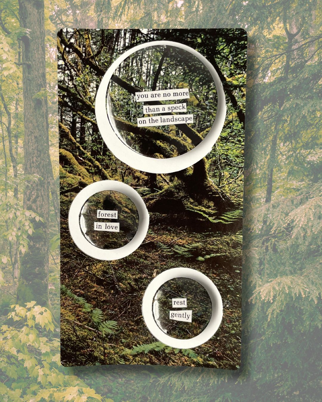 One of a Kind Collage Button Badge "Forest", set of 3