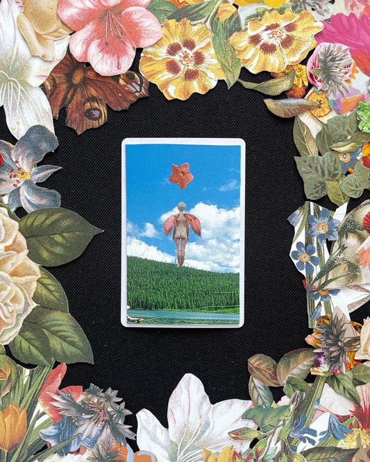 Three of Spades, Original Mini Collage Card