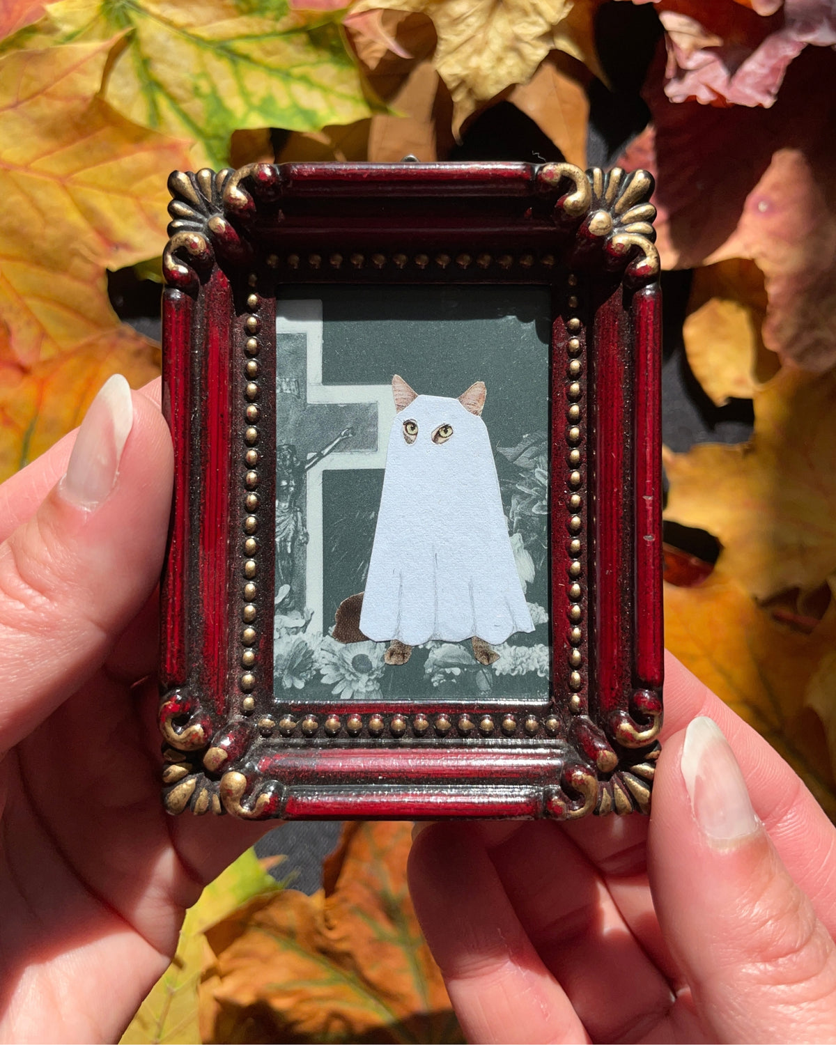 The Ghost Kitty, Original Mini Collage Art