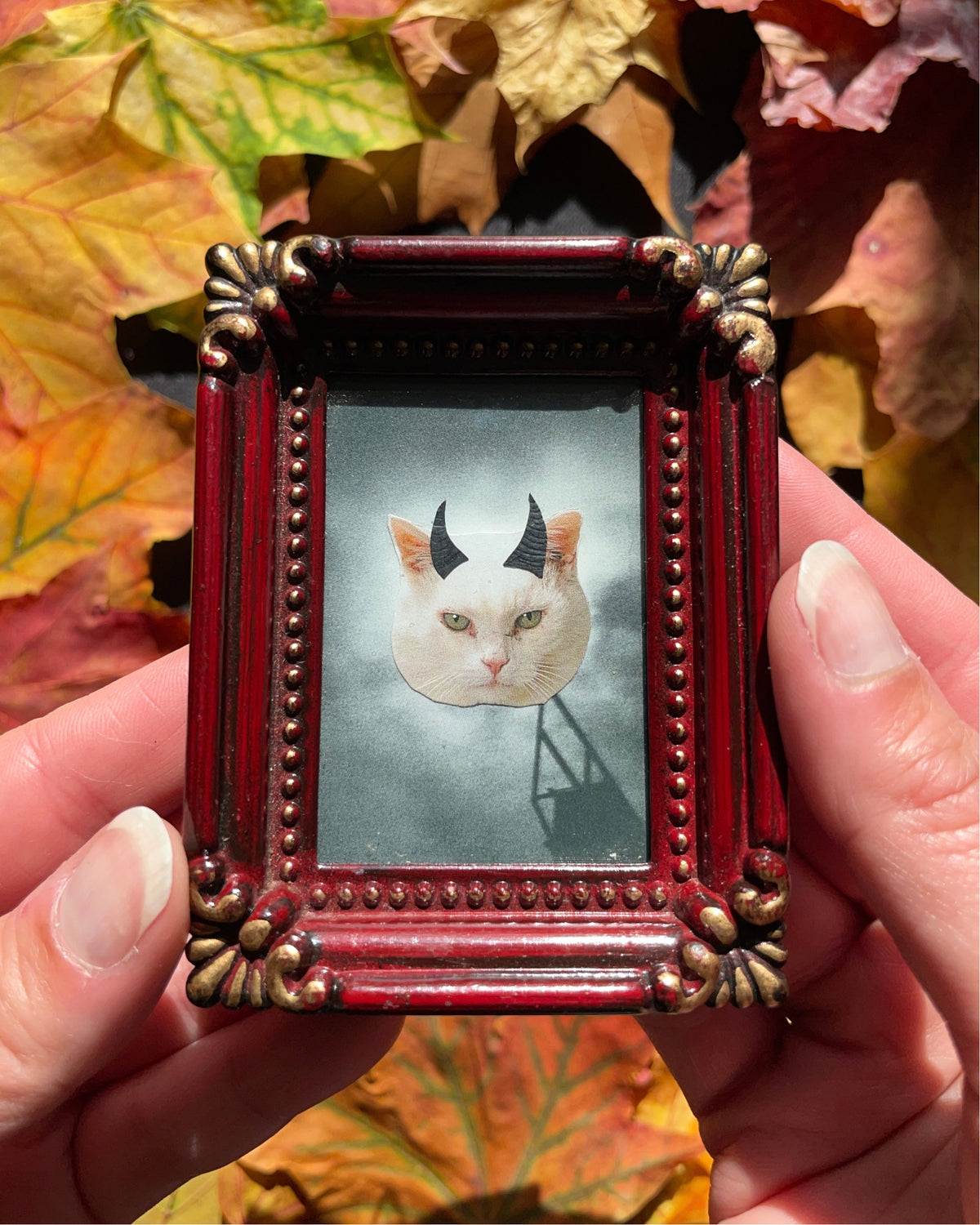 The Evil Kitty, Original Mini Collage Art