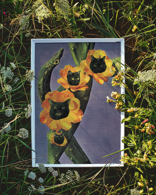 "Vintage Flower Kitty no. 1" Art Print
