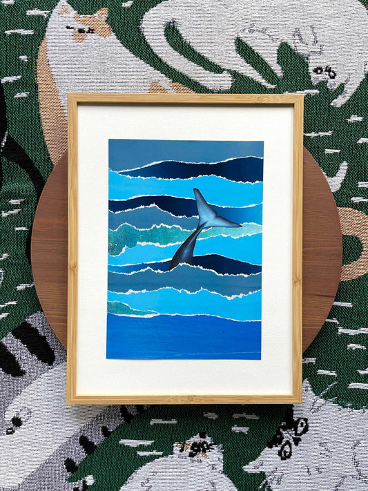 "Blue Whale" Original Collage Art