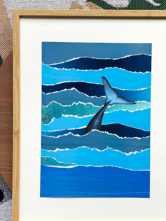 "Blue Whale" Original Collage Art