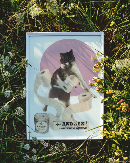 "Toilet Paper Kitty" Art Print