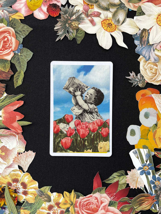 Eight Of Clubs, Original Mini Collage Card