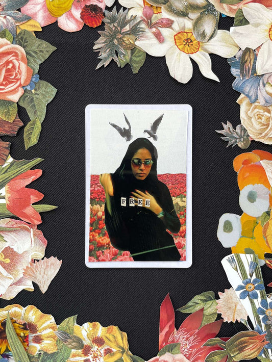 Queen Of Clubs, Original Mini Collage Card