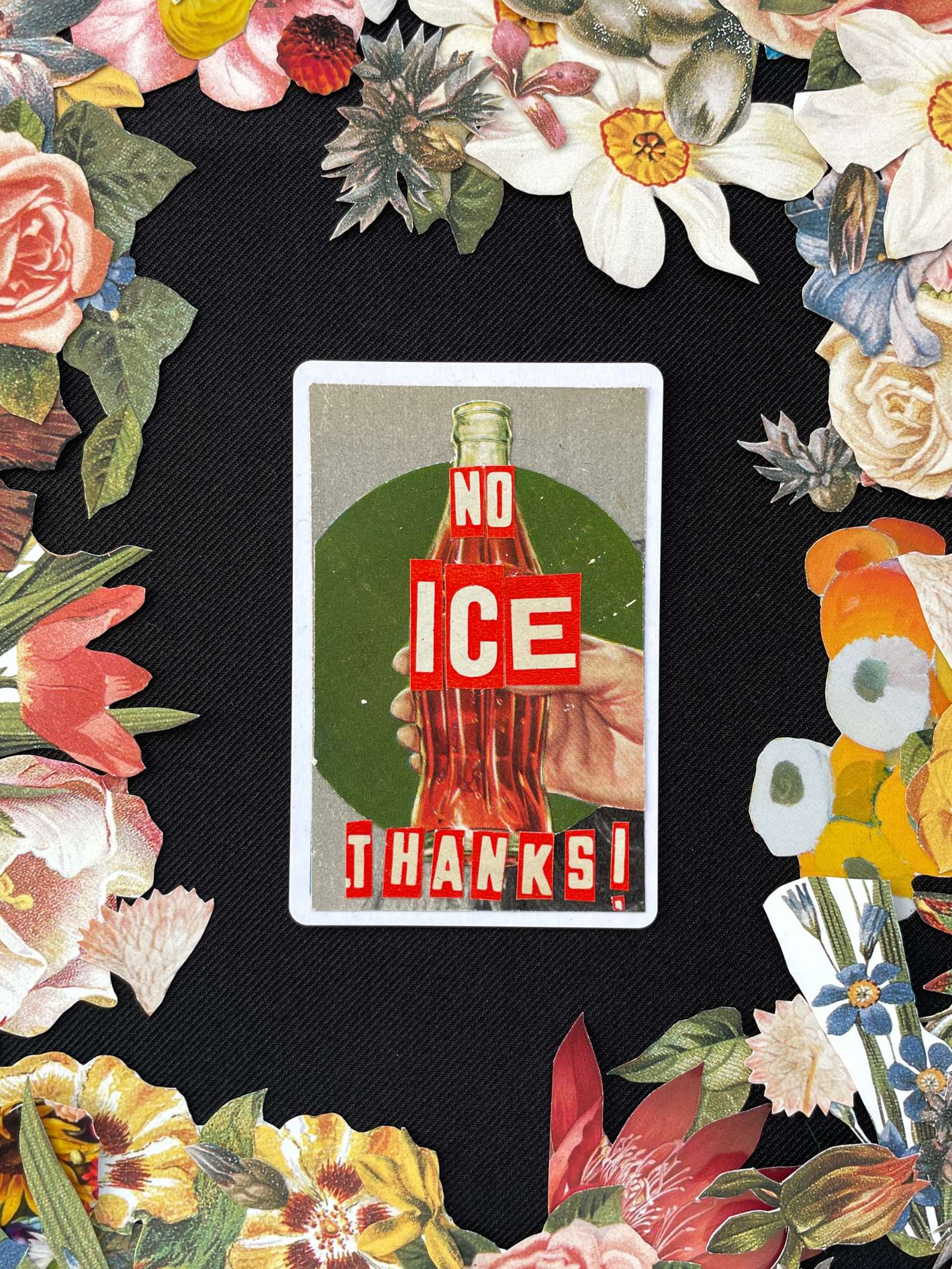 Four Of Diamonds, Original Mini Collage Card