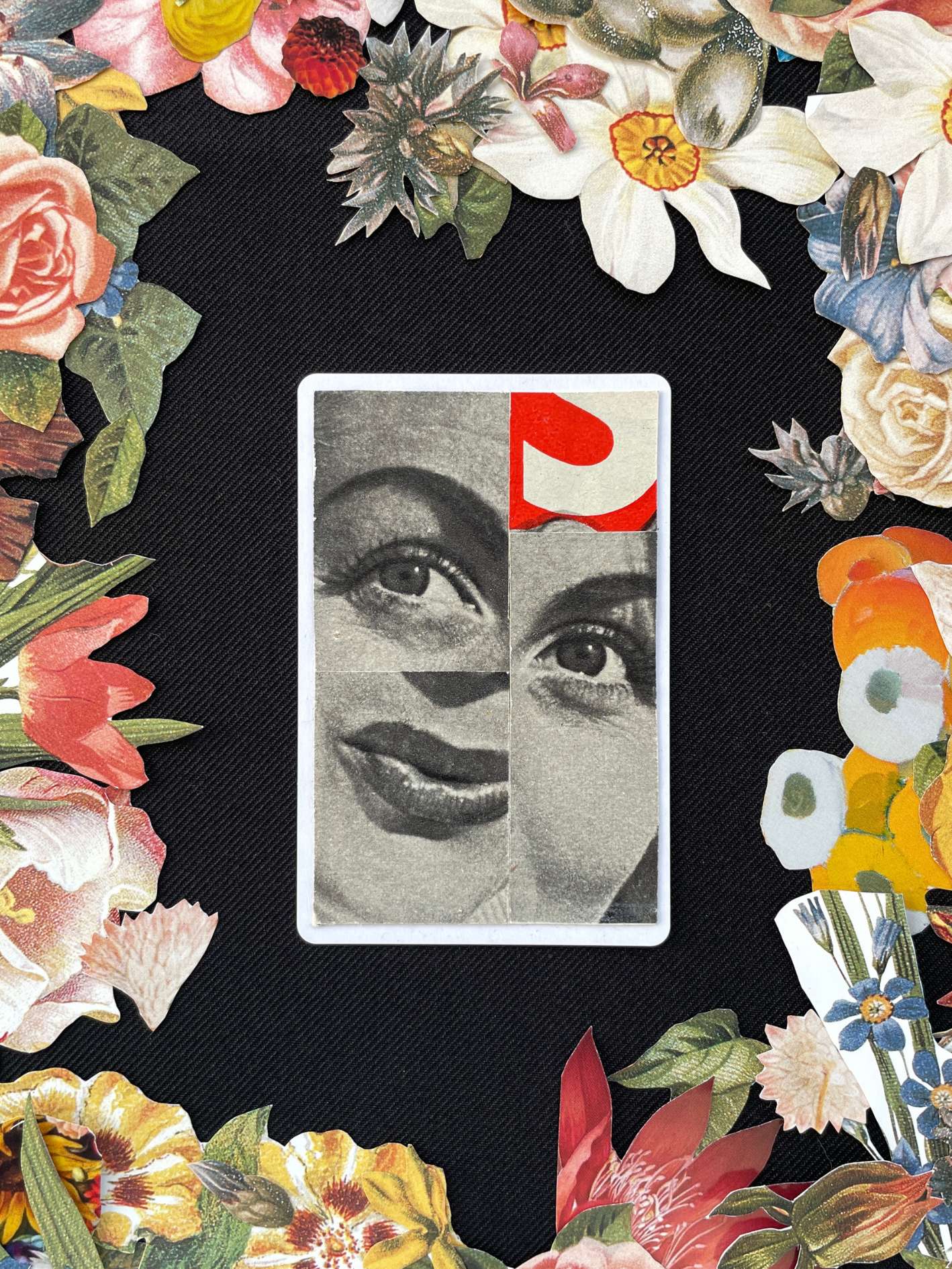 Five Of Diamonds, Original Mini Collage Card