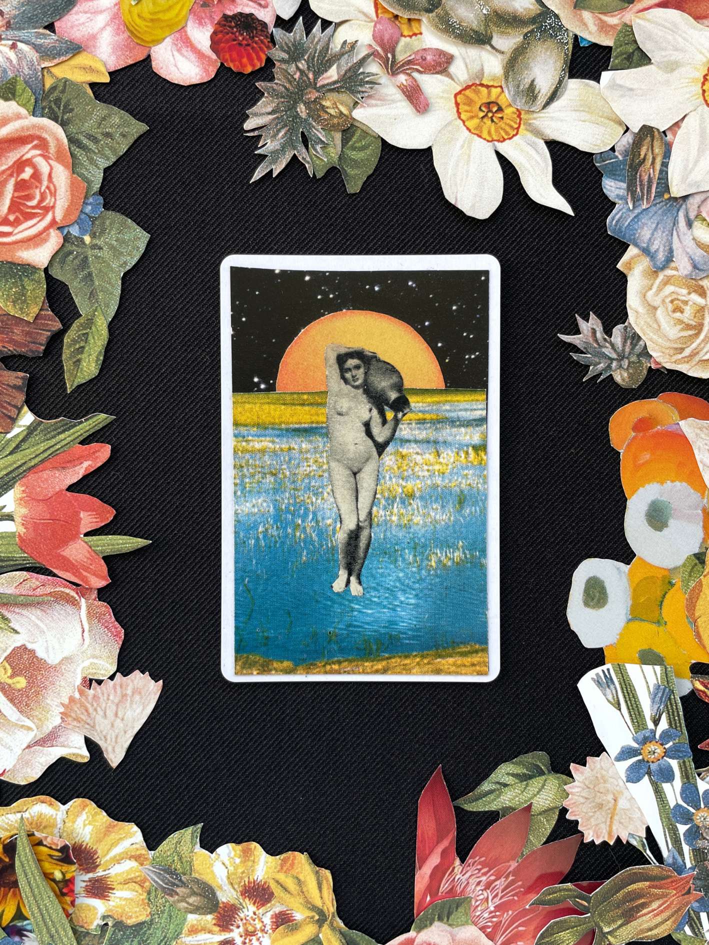 Eight Of Diamonds, Original Mini Collage Card