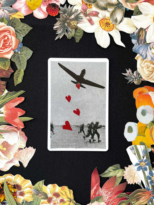 Three Of Diamonds, Original Mini Collage Card
