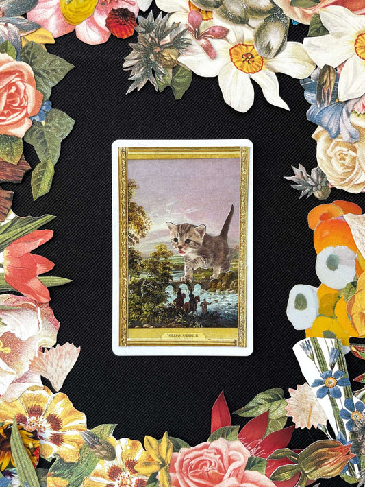 Six Of Clubs, Original Mini Collage Card