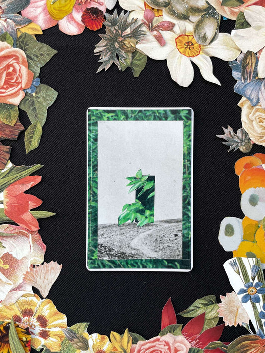 Five Of Clubs, Original Mini Collage Card