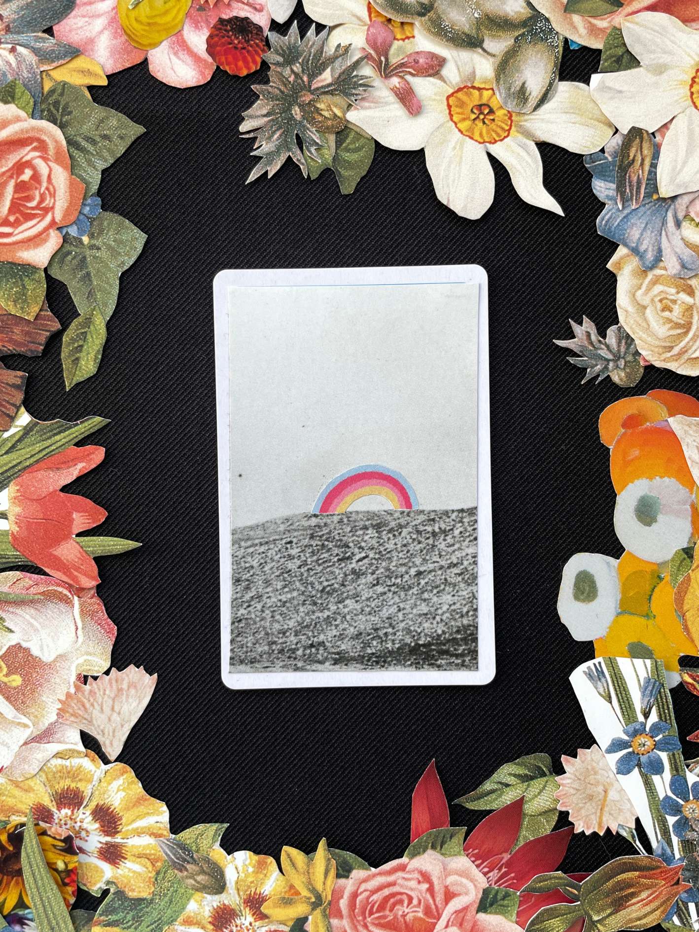 Three Of Clubs, Original Mini Collage Card
