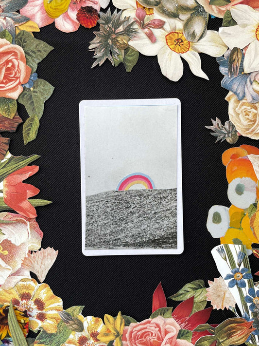 Three Of Clubs, Original Mini Collage Card