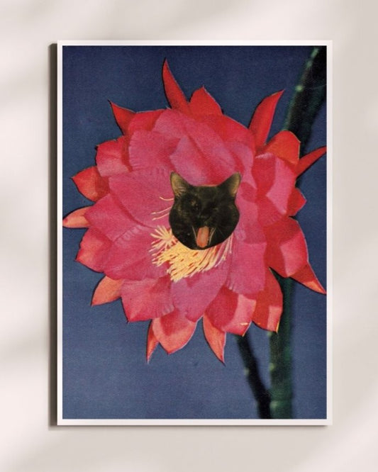 "Vintage Flower Kitty no. 3" Art Print