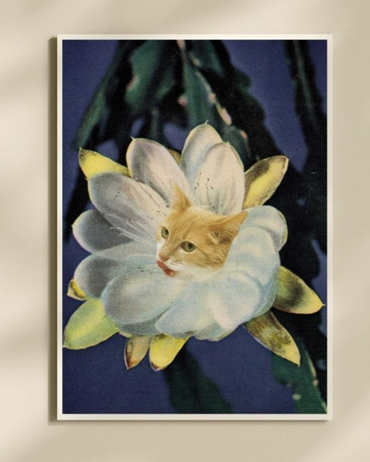 "Vintage Flower Kitty no. 4" Art Print
