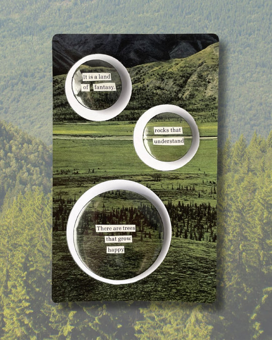 One of a Kind Collage Button Badge "Mountains", set of 3