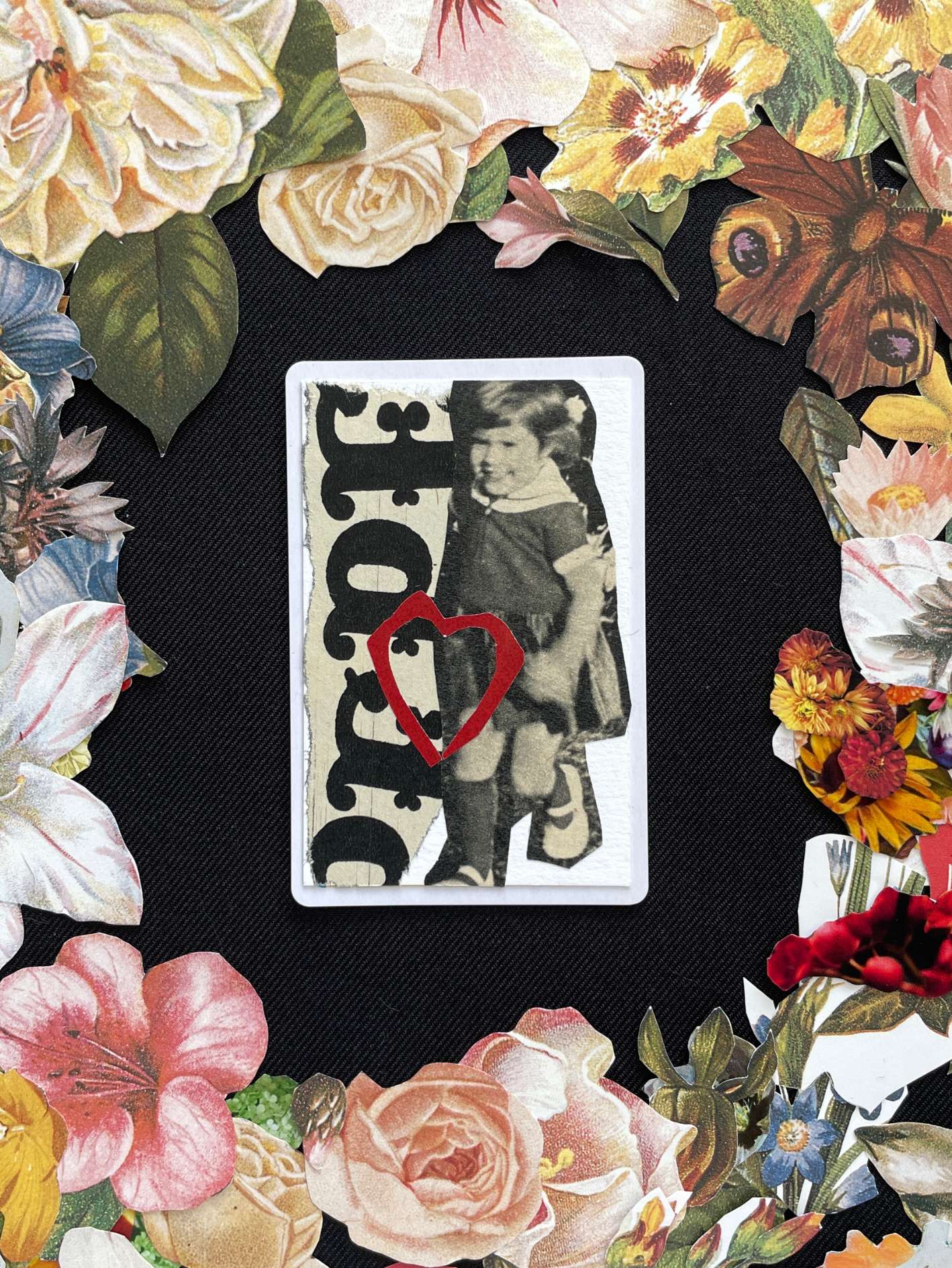 Seven Of Spades, Original Mini Collage Card